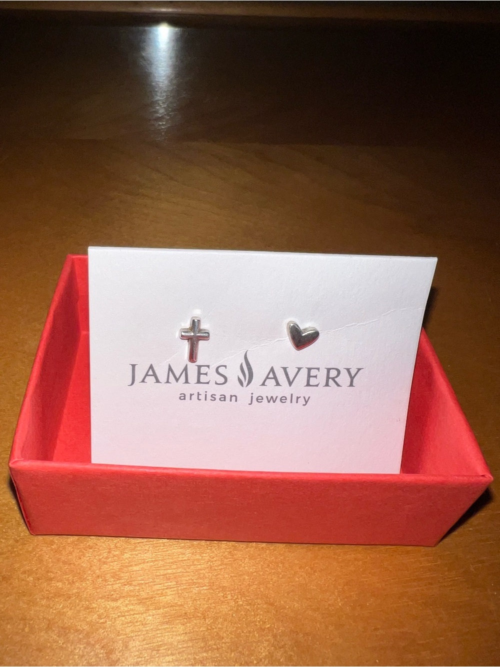 James Avery Silver Cross and Heart Stud Earrings - Silver